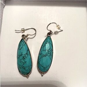 Sterling Silver Turquoise Dangle  Drop Earrings
